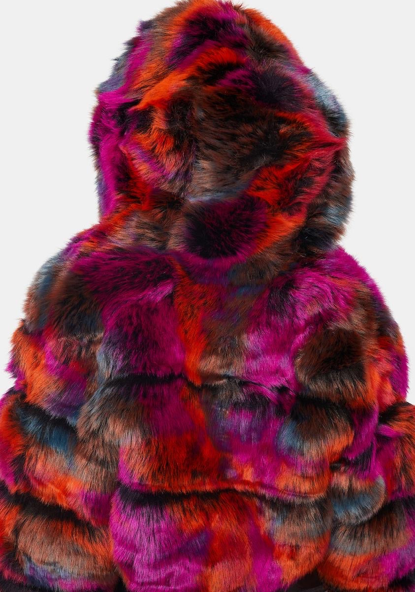 Feel Warm Faux Fox Fur Jackets Furry Coat for Women Outfits