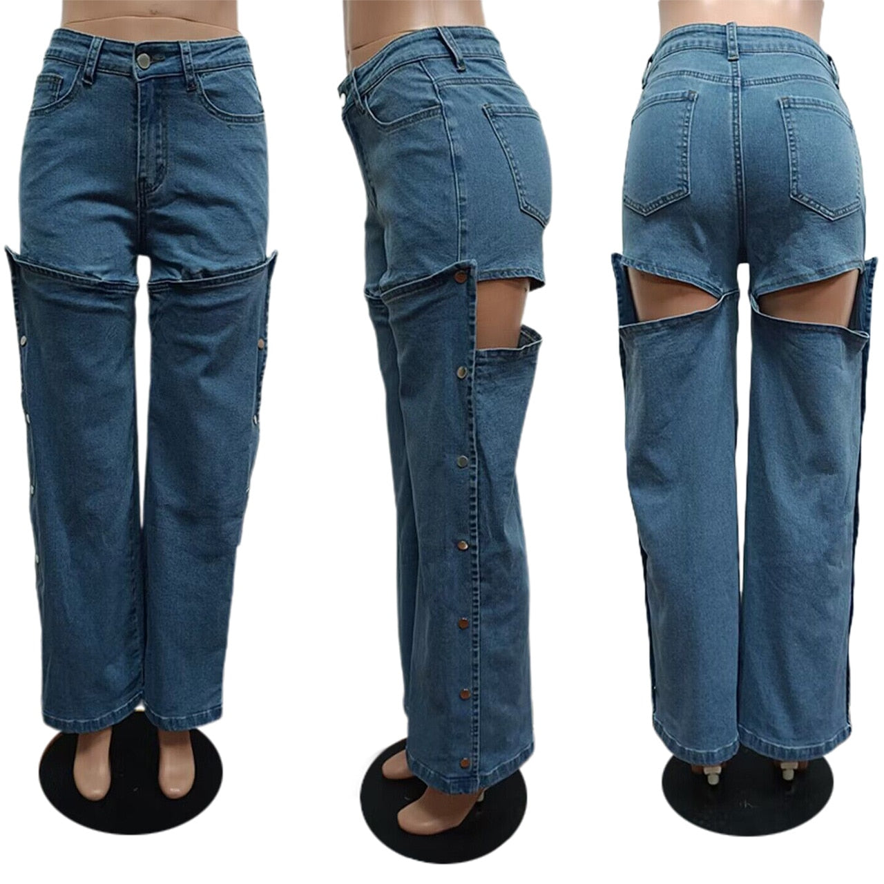 High Side Split Jeans Trousers EMJP TRENDS