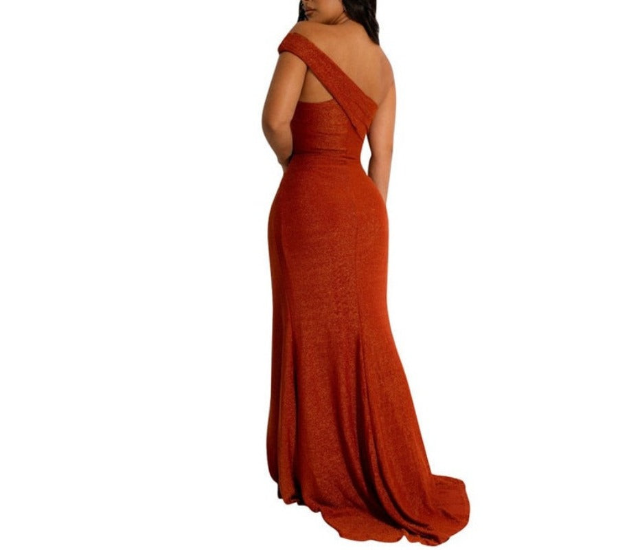 Floor Length Dress Long Dress Card Shoulder Dress