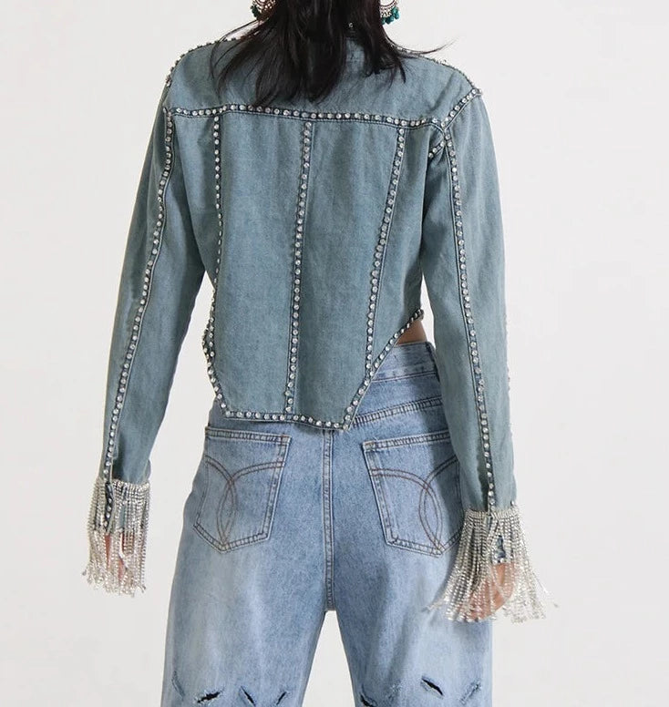 Denim Patchwork Tassel Jackets