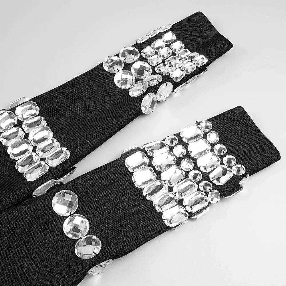 Nadege Bandage Embellished Midi Dress-Black - Image #5