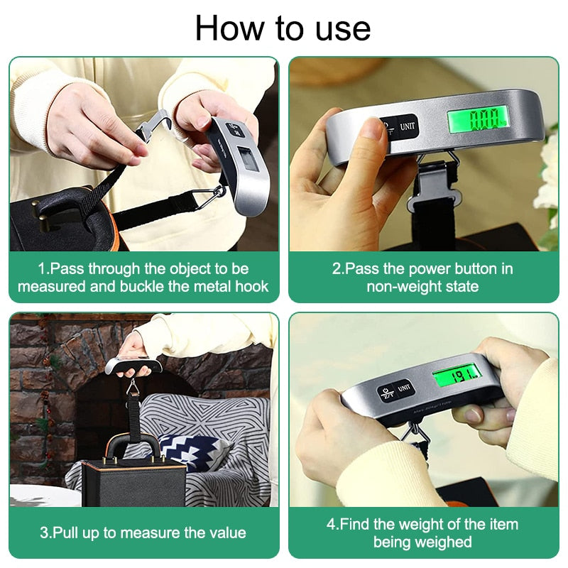 Portable LCD Digital Luggage Weight Scales Hanging Suitcase Baggage Travel Scale with Belt for Electronic Weight Tool 50kg/110lb