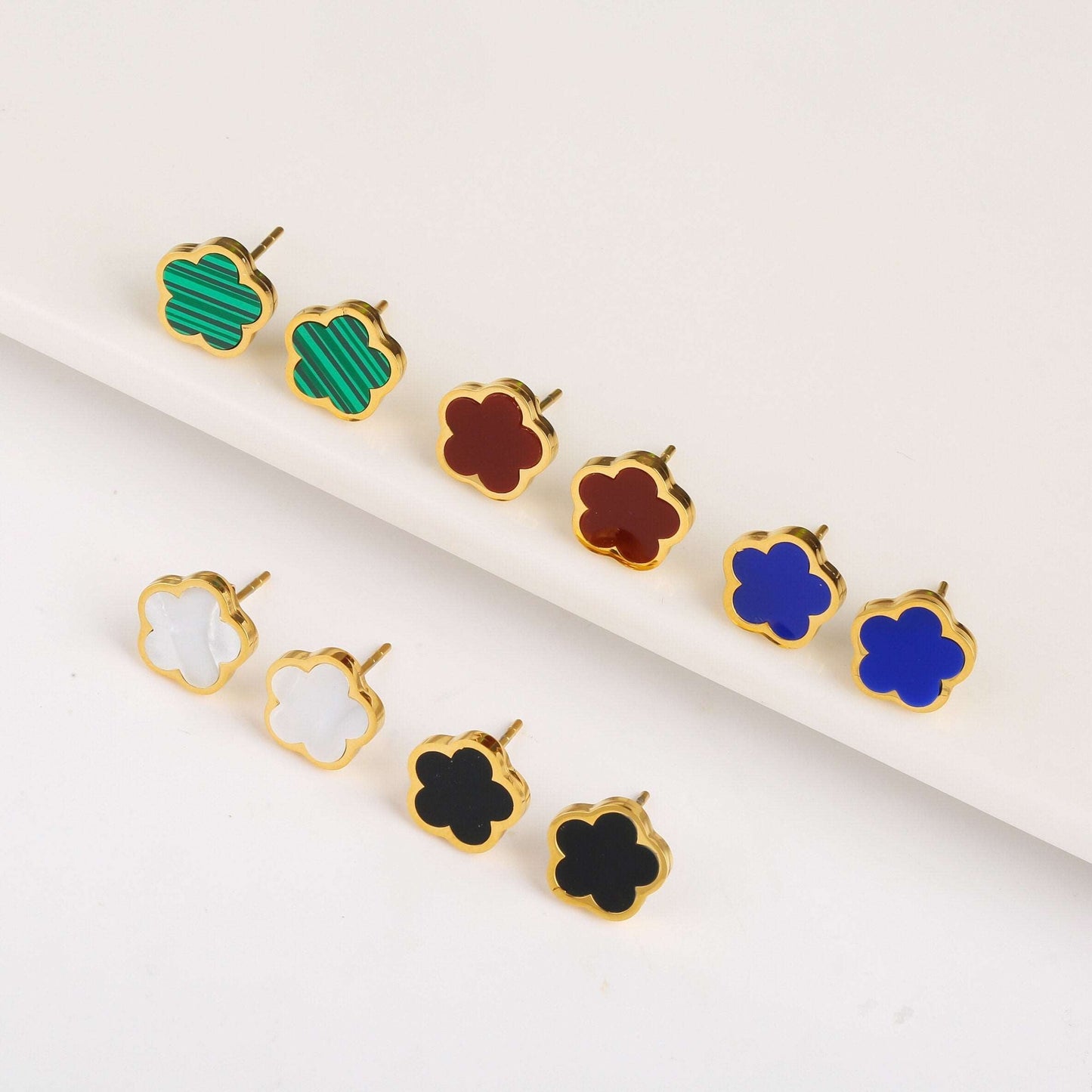 Five Leaf Petal Flower Bracelet Necklace Earrings