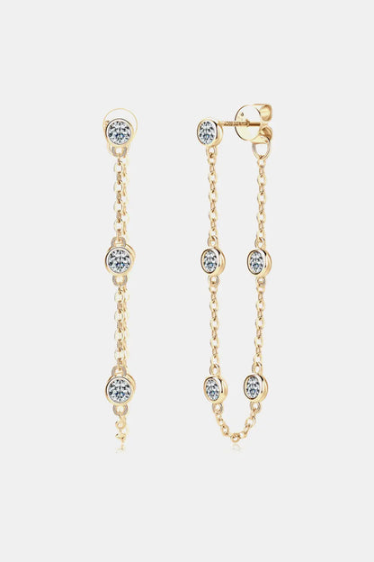 1 Carat Moissanite 925 Sterling Silver Chain Earrings Trendsi