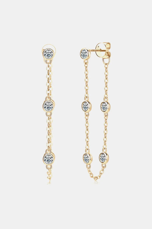 1 Carat Moissanite 925 Sterling Silver Chain Earrings Trendsi