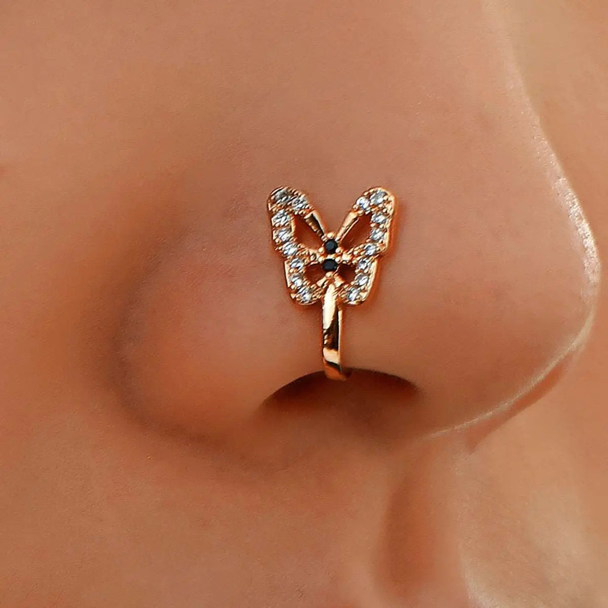 1Pc Crystal Butterfly Nose Ring Non Piercing Clip