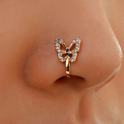 1Pc Crystal Butterfly Nose Ring Non Piercing Clip