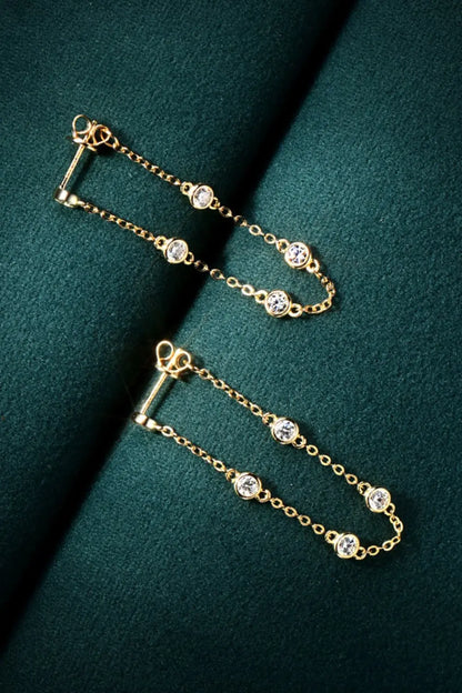 1 Carat Moissanite 925 Sterling Silver Chain Earrings Trendsi