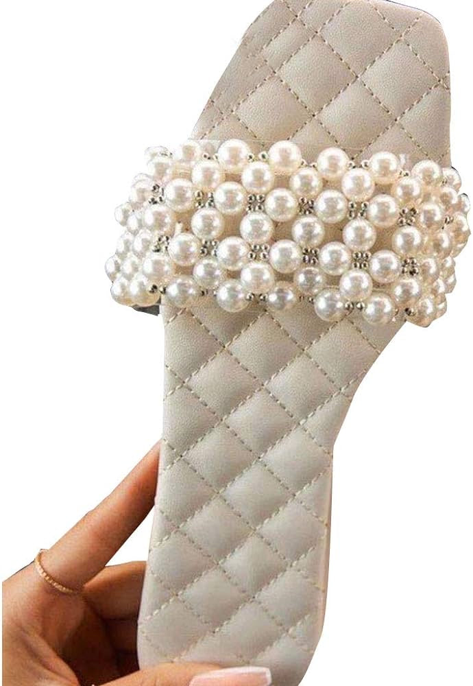 pearl rhinestone slippers fashion