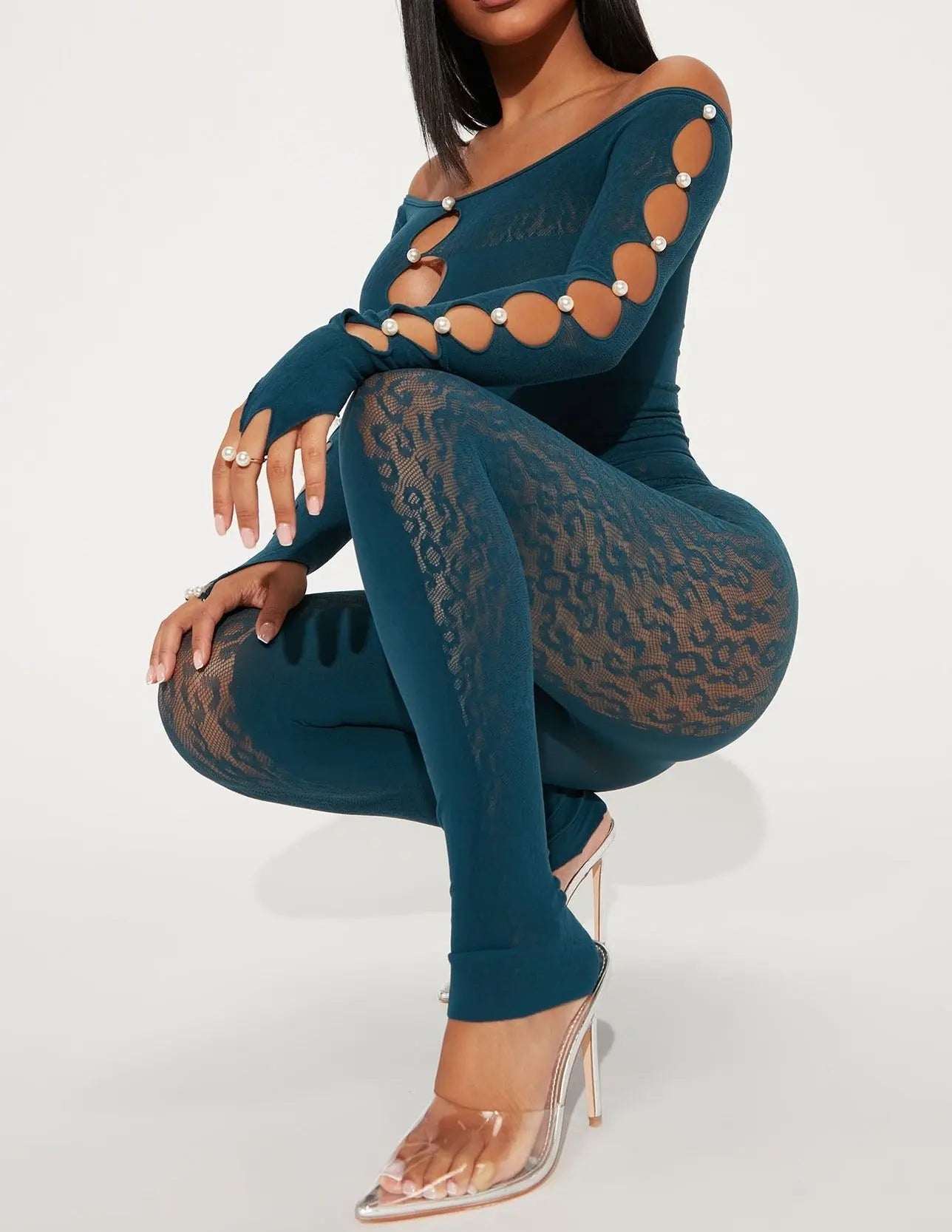 Sheer Mesh Jumpsuit Women - Image #6