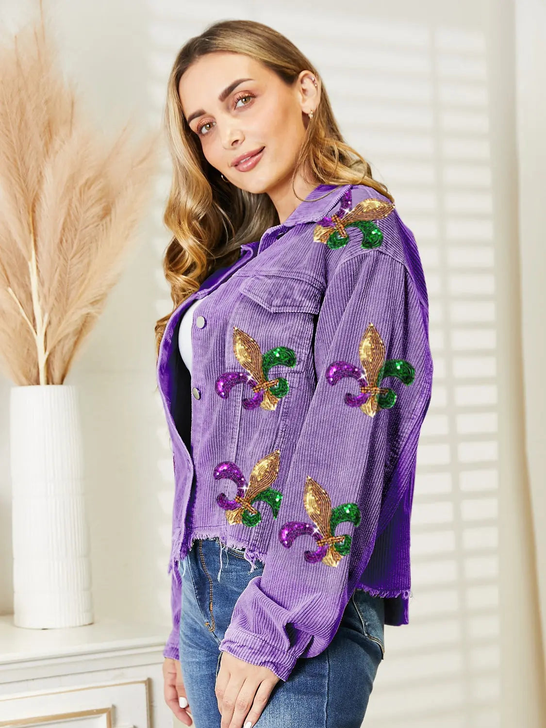 Sequin Raw Hem Jacket - Image #6