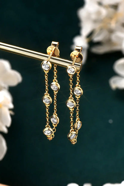 1 Carat Moissanite 925 Sterling Silver Chain Earrings Trendsi