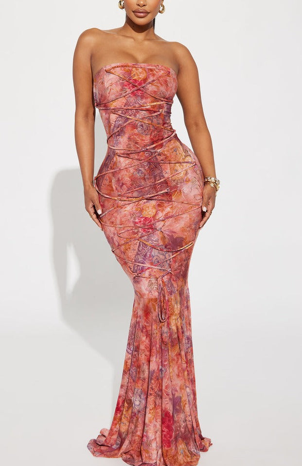 Women 's Perla Lace up Bodycon Dress