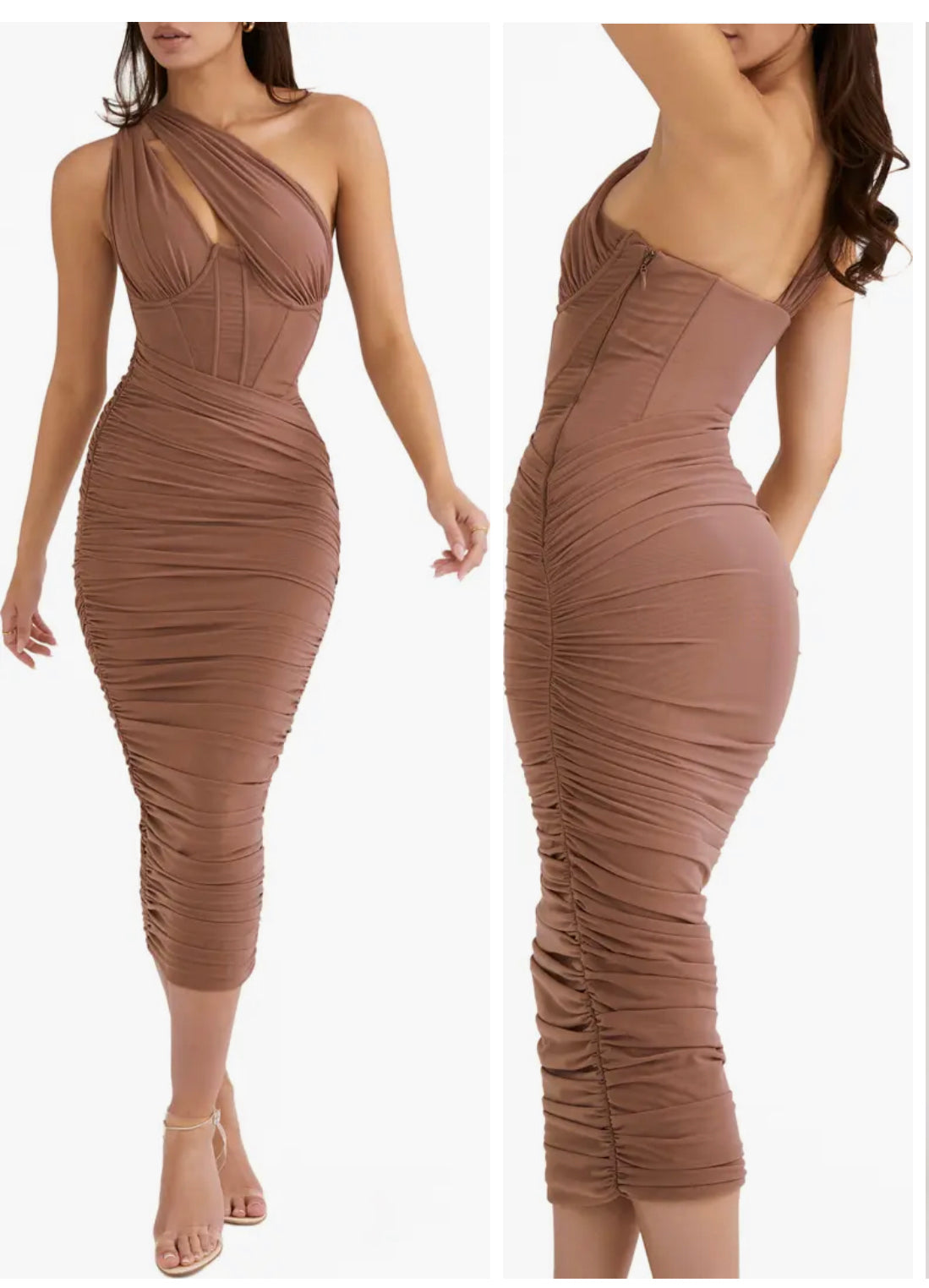 One Shoulder Backless Midi Dress