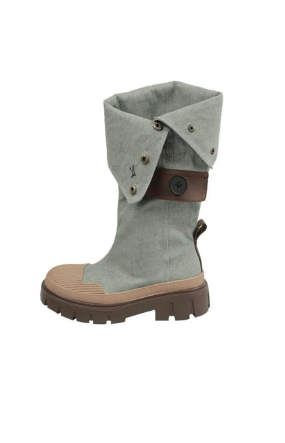 Denim Chelsea Knee High Boots - Image #2