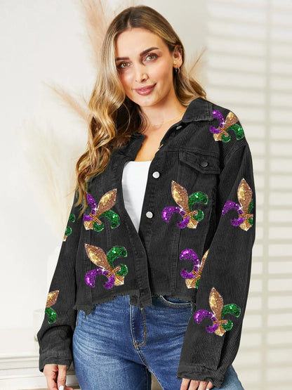 Sequin Raw Hem Jacket - Image #1