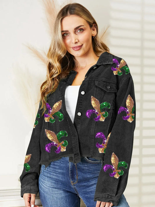 Sequin Raw Hem Jacket - Image #1
