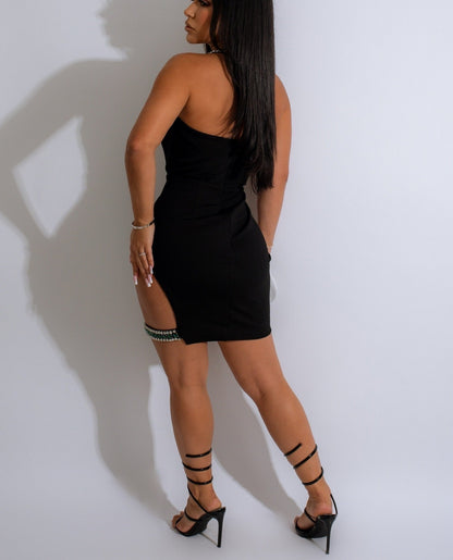 Sling Diamond Sling Design High Opening Mini Dresses