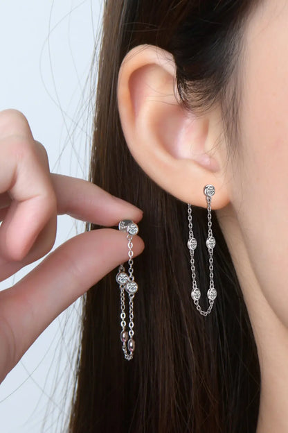 1 Carat Moissanite 925 Sterling Silver Chain Earrings Trendsi