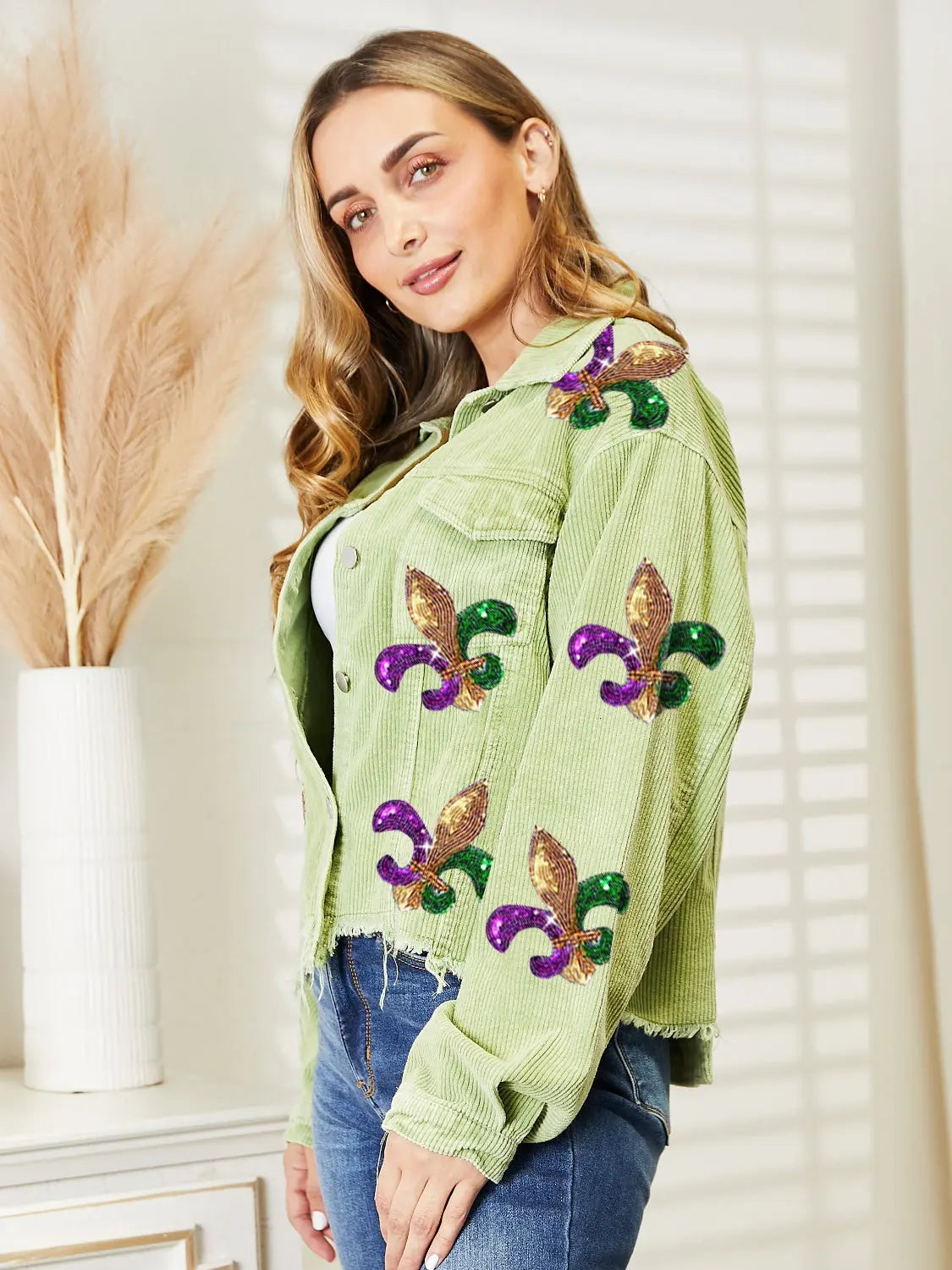 Sequin Raw Hem Jacket - Image #8