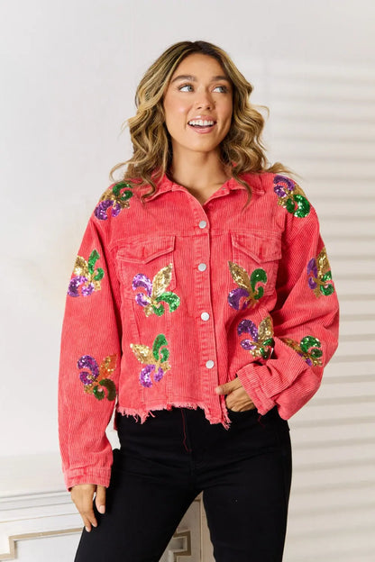 Sequin Raw Hem Jacket - Image #10
