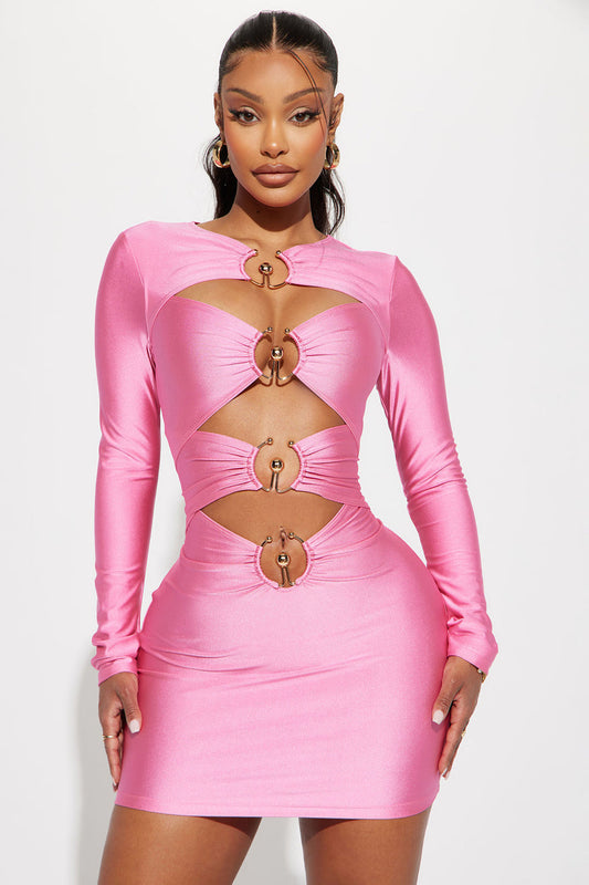 JUNIE Mini Bandage Dress-Pink