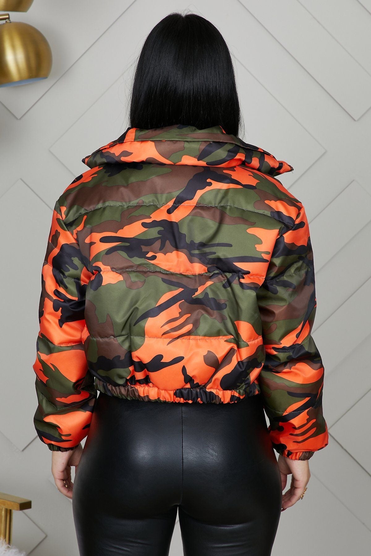 Camouflage Orange Cotton  Coat Short Jacket