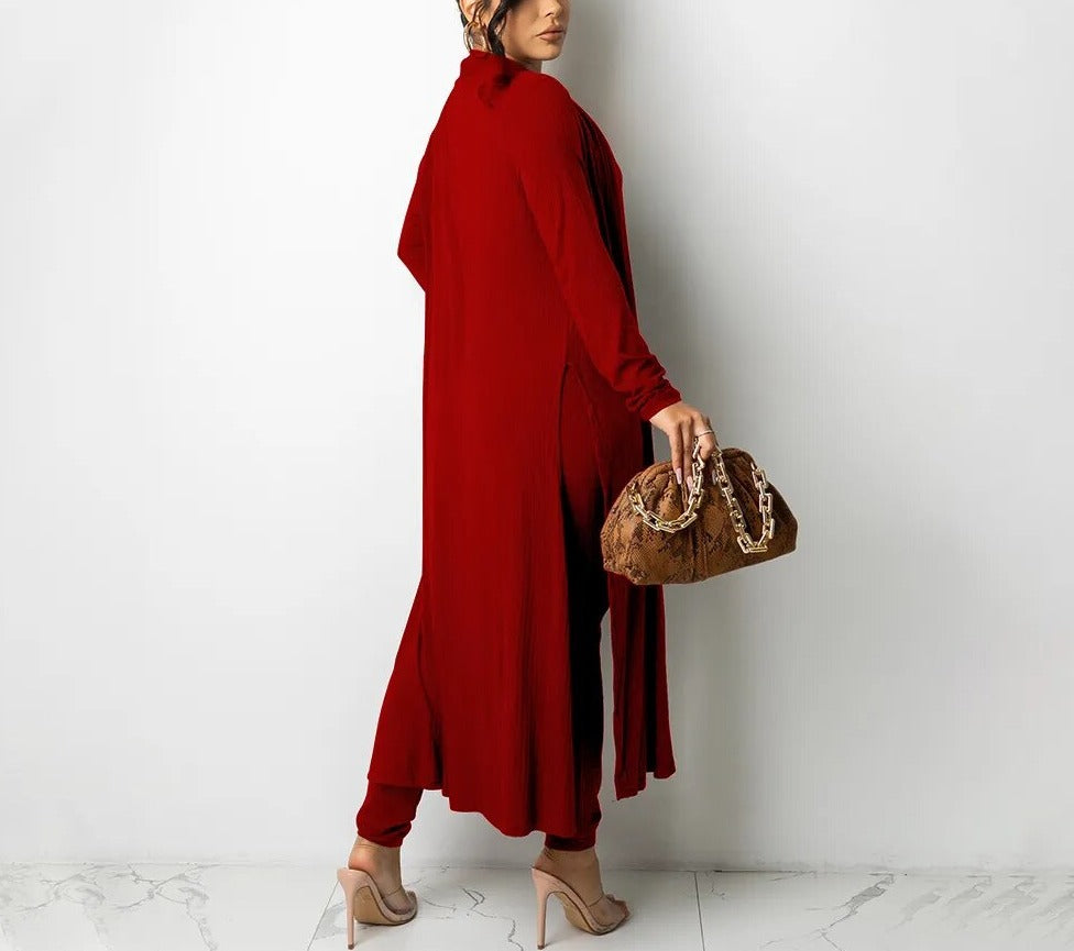 Set Solid X-long Outwear and Short Long Pants Outfits