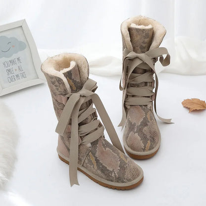 cowhide leather  warm winter High Boots