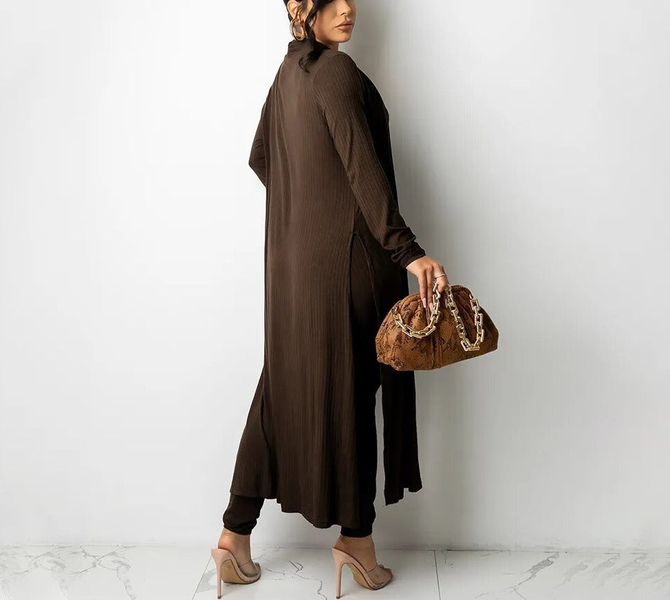 Set Solid X-long Outwear and Short Long Pants Outfits