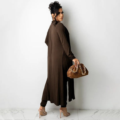 Set Solid X-long Outwear and Short Long Pants Outfits