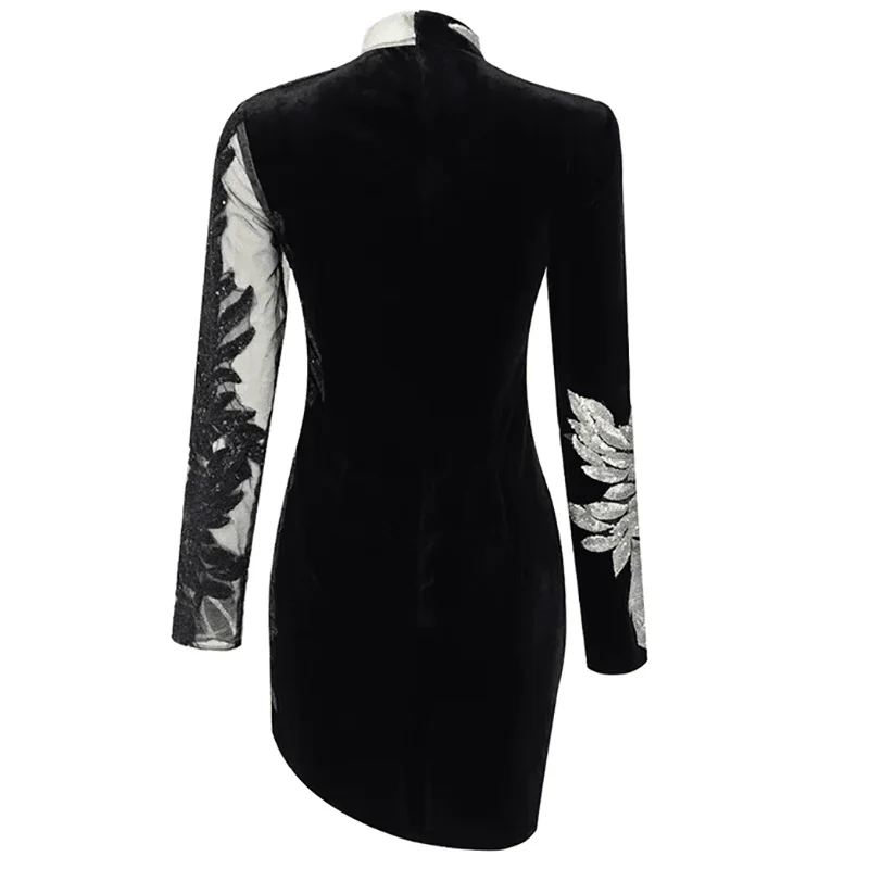 Moide Women  Leaves Shape Sequins Dress