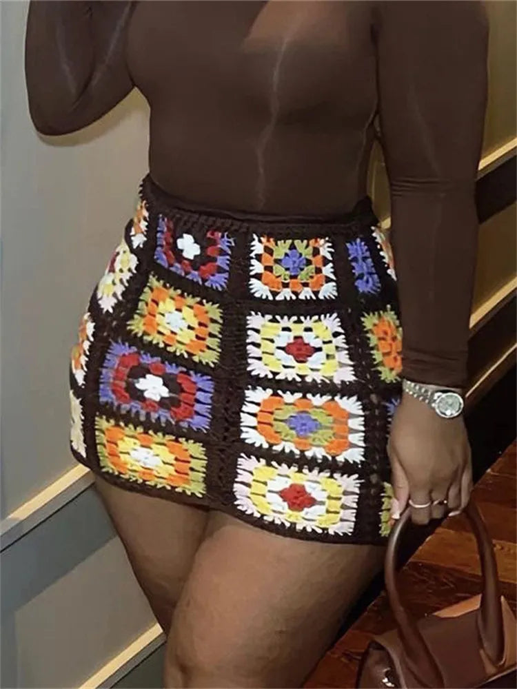 High Waist Mini Skirt Outfits Print