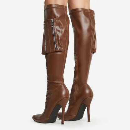 Karenza Pu Leather Knee Length Boots