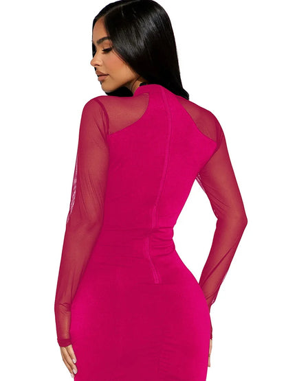 Sheer Mesh Patchwork Mini Dress