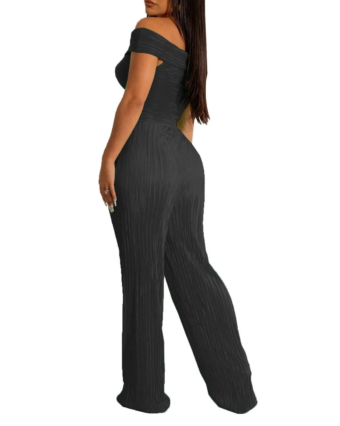 Set Pleated Strapless Crop Top and Pants Set