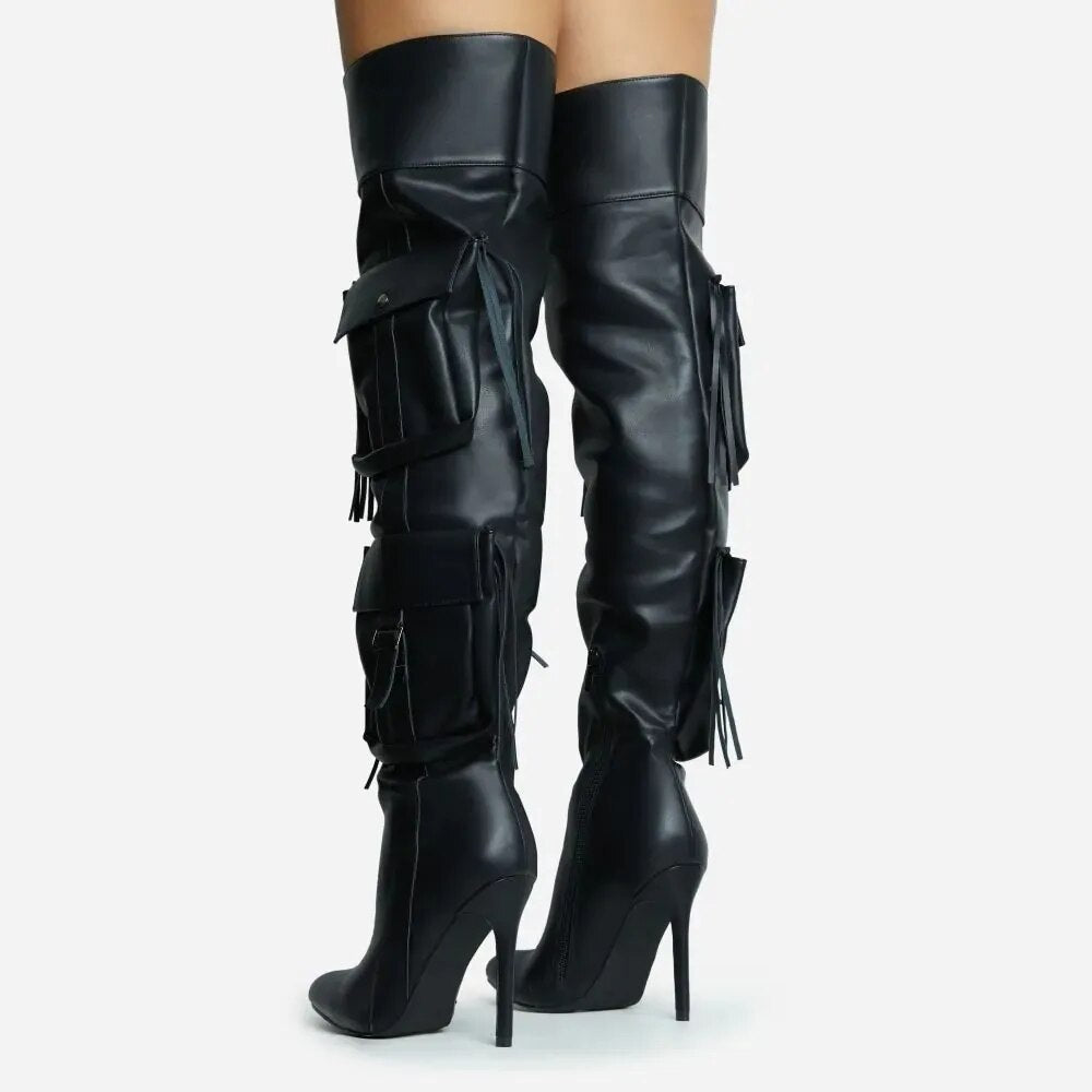 Karanza Knee High Boots-Black
