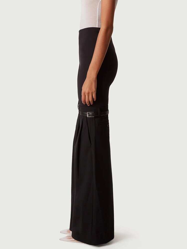 Pants  Knee Strap Black Slight Trousers EMJP TRENDS