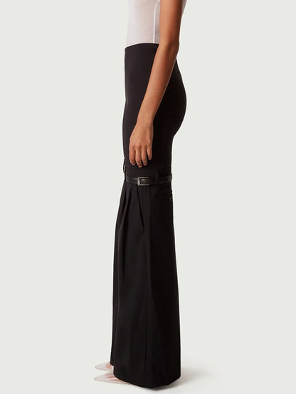 Pants  Knee Strap Black Slight Trousers EMJP TRENDS