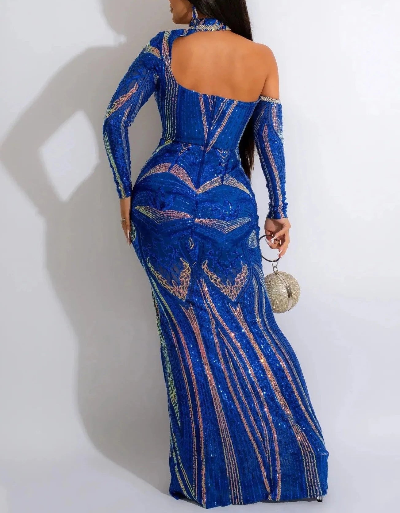 Women's Sequined Halter Neck Bodycon Maxi Dresses