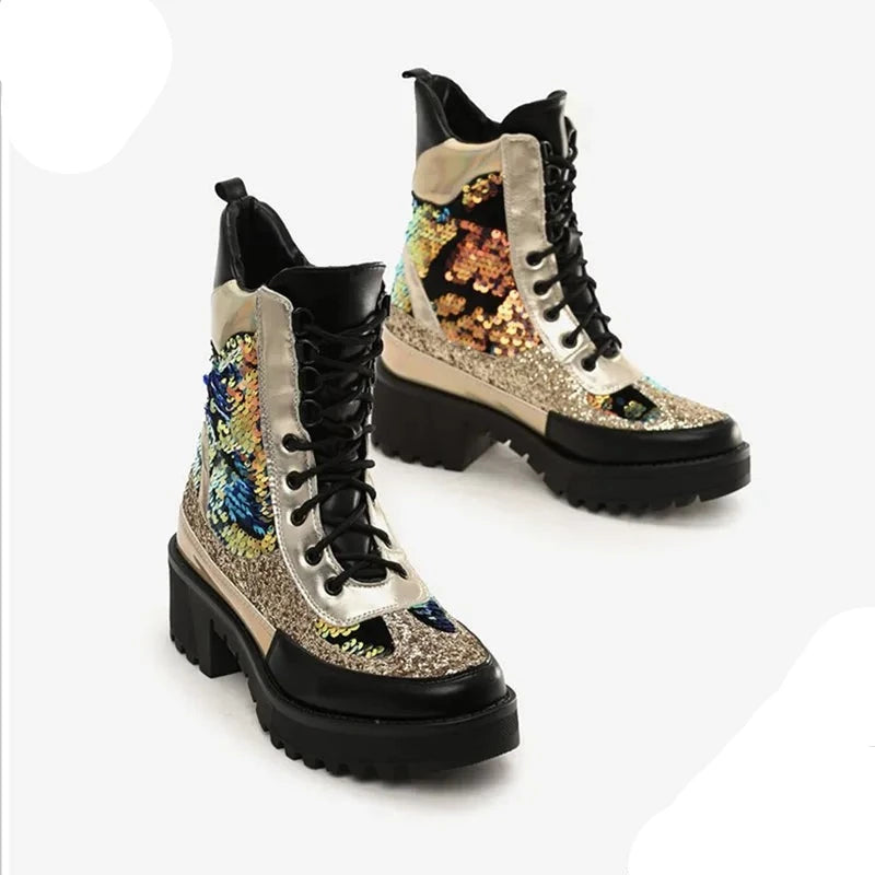 Women's Ankle Boots Platform Lace-Up Boots