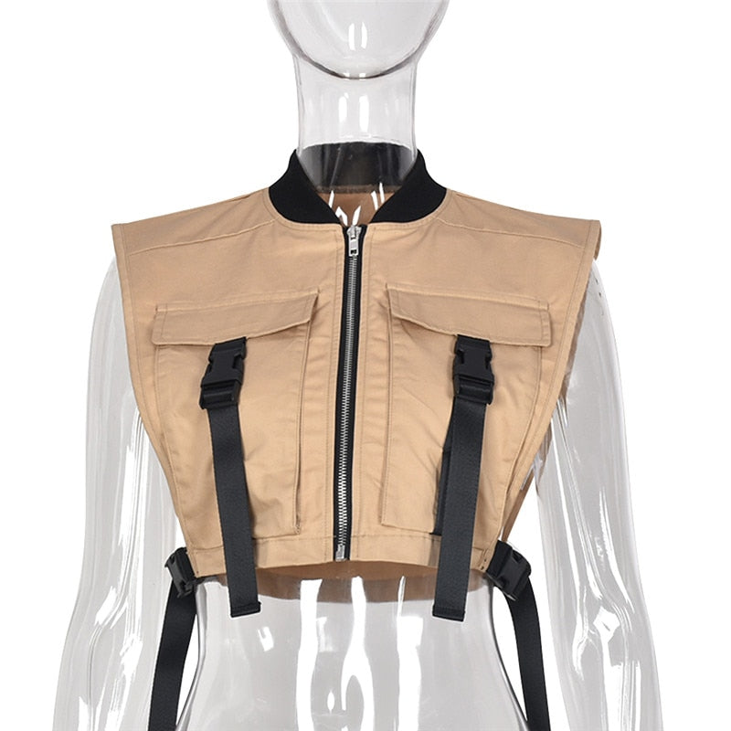 Crop Tops Jacket Women Sleeveless EMJP TRENDS