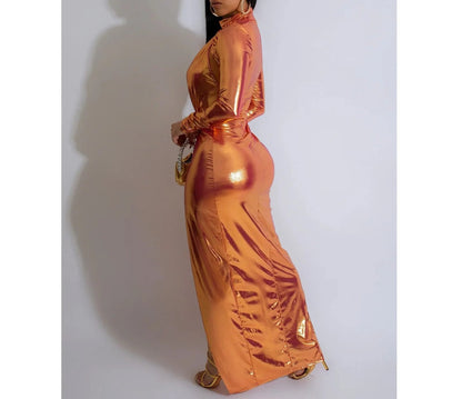Cutout Front High Side Split Maxi Midi Dress