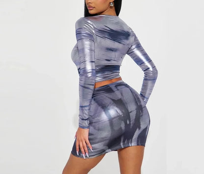 Women's Crop Tops Mini Skirts Sets