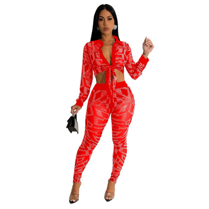 Hottie Mesh Rhinestones Top &Legging Set