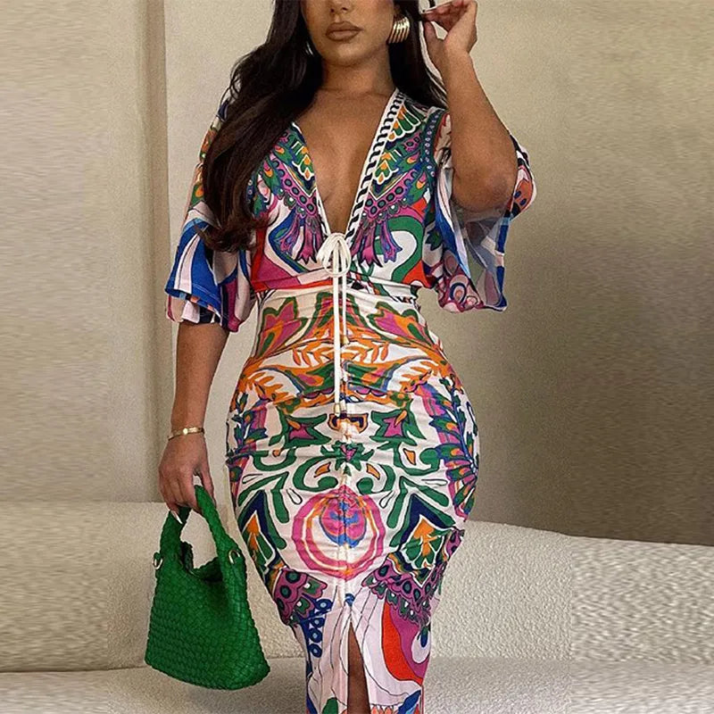 Drawstring Pleated Dress