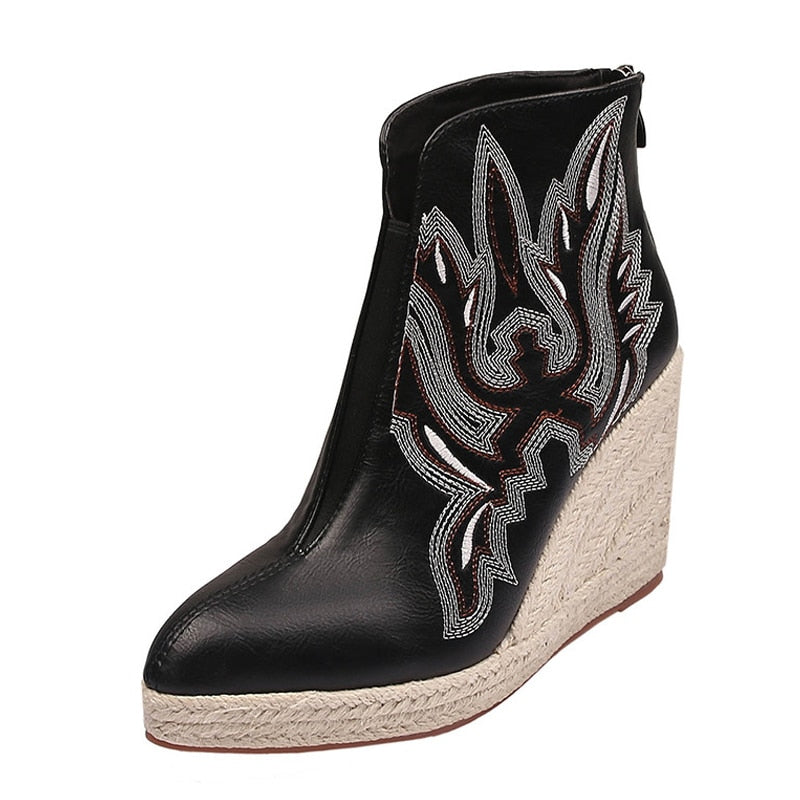 Straw Rope Weave Wedge Boot EMJP TRENDS