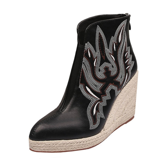Straw Rope Weave Wedge Boot EMJP TRENDS