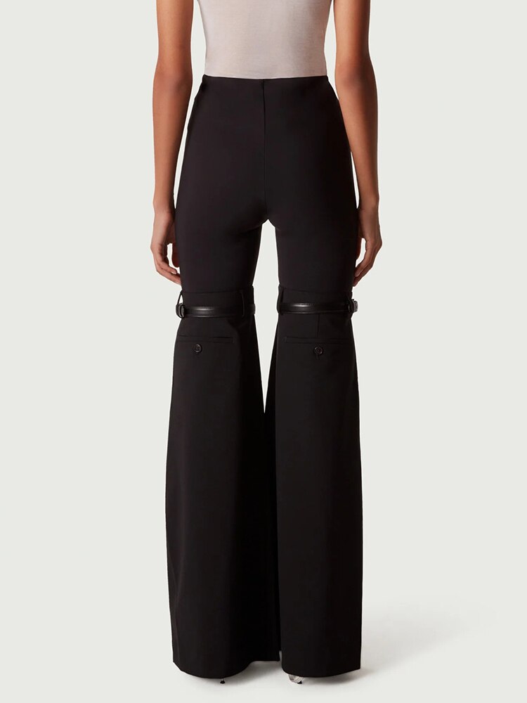Pants  Knee Strap Black Slight Trousers EMJP TRENDS