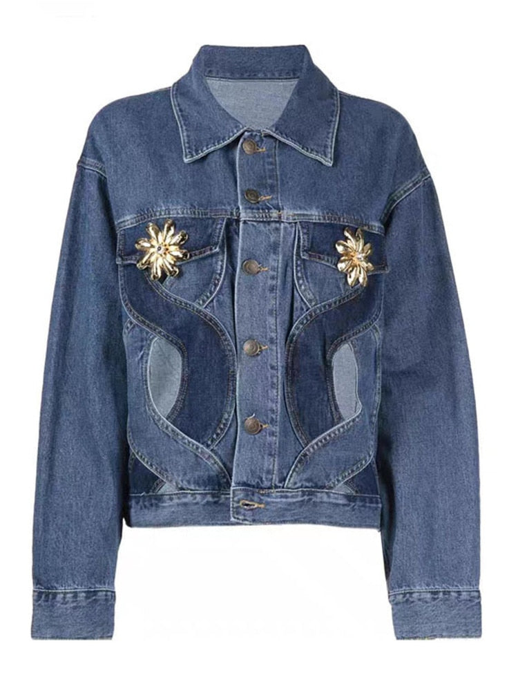 DEAT Fashion Women's Jeans High Waist Cross Contrast Color Hollow Out Metal Button Straight Denim Pants Summer 2023 New 17A8765H EMJP TRENDS
